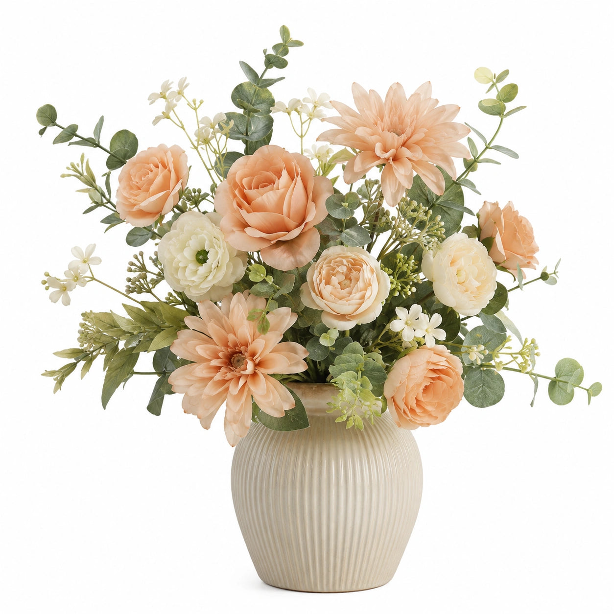 Composition Florale Artificielle Lilas Rose Blanc avec Pot