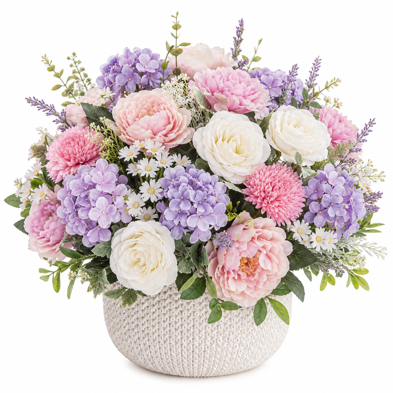 Bouquet de Fleurs Artificielles d'Automne avec Vase Tissé