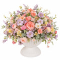 Arrangement Floral Artificiel Multicolore avec Vase Blanc