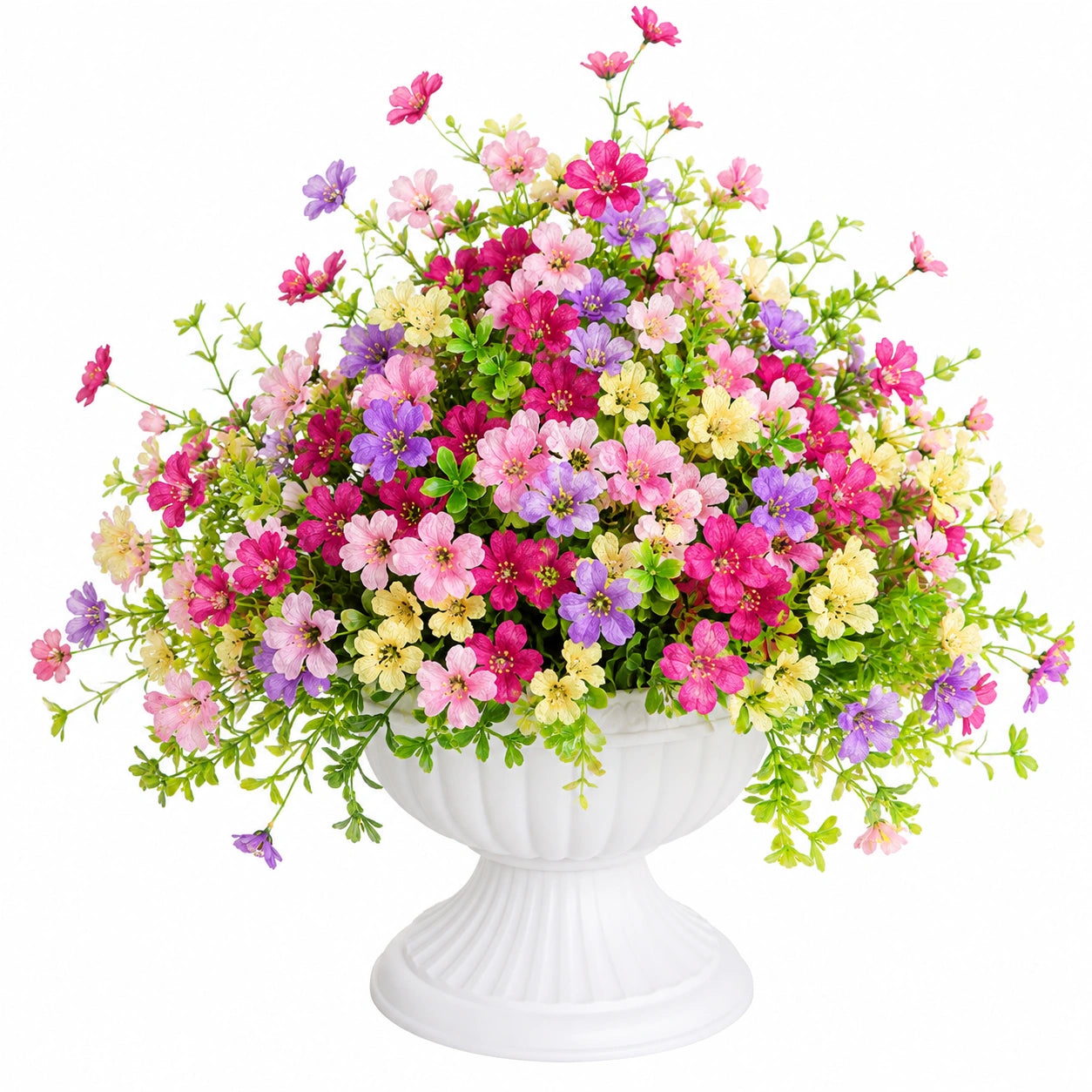 Arrangement Floral Artificiel Multicolore avec Pot Blanc