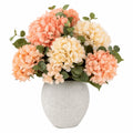Bouquet de fleurs artificielles en vase de 40 cm - Saumon/Ivoire