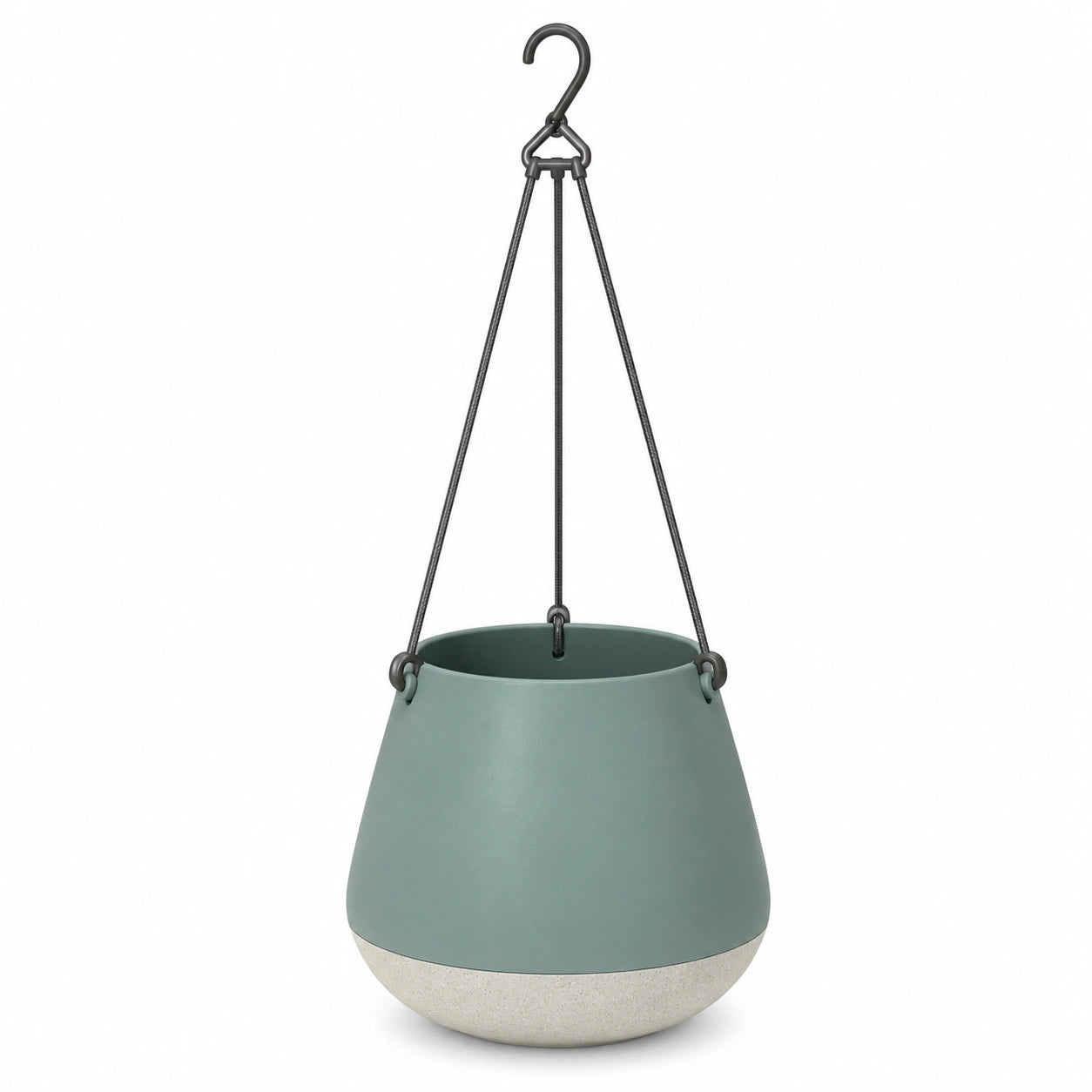 Pot de fleurs suspendu beige avec chaînes métalliques