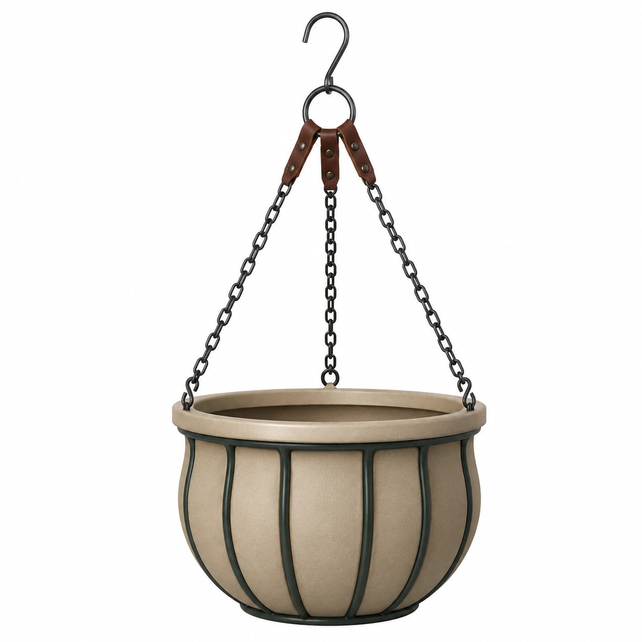 Jardinière suspendue avec drainage intégré 25cm Vert/Beige