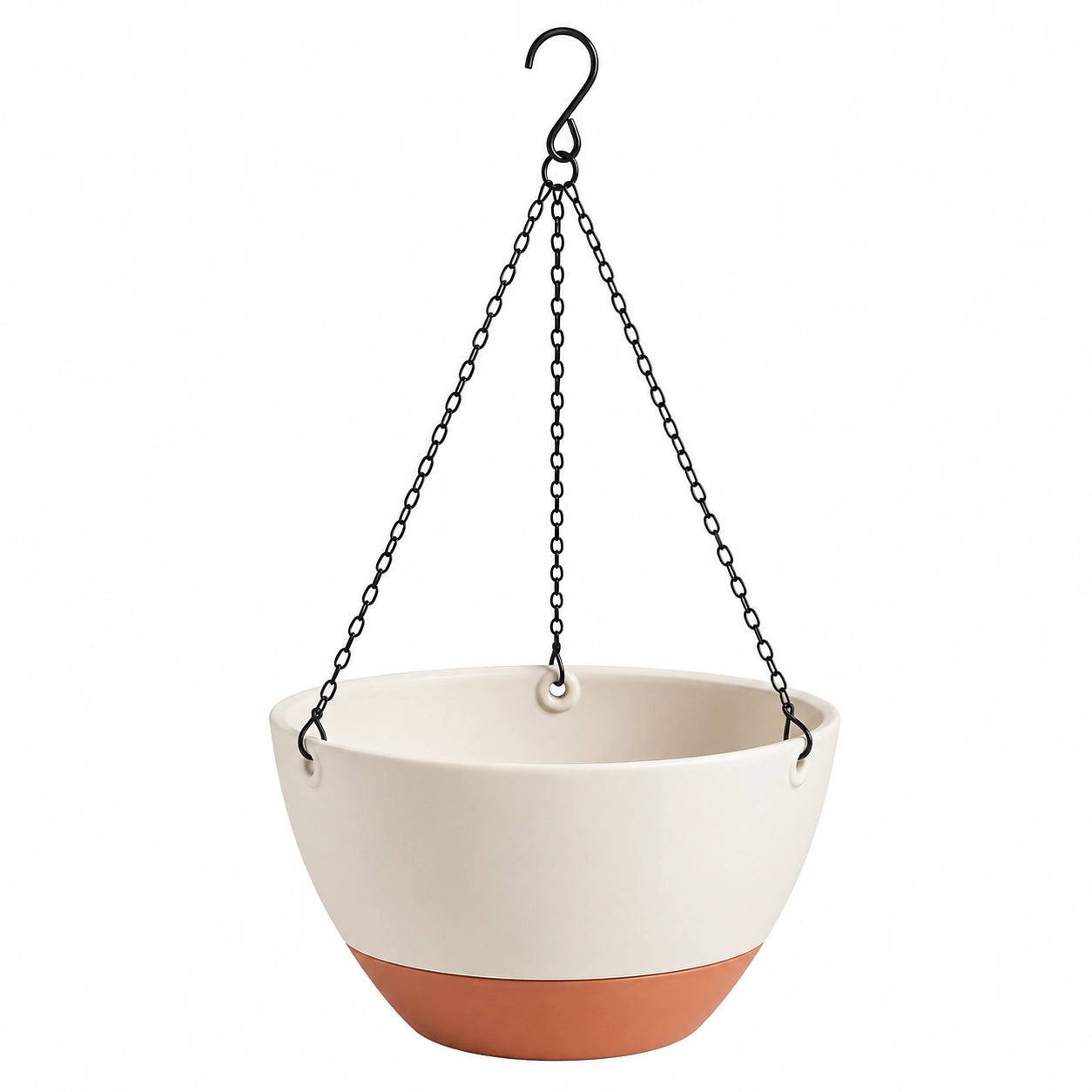 Suspension en Macramé avec Pot en Céramique Blanc et Bois