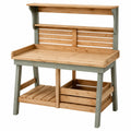 Établi de Jardinage en Bois avec Étagères - Naturel/Bleu