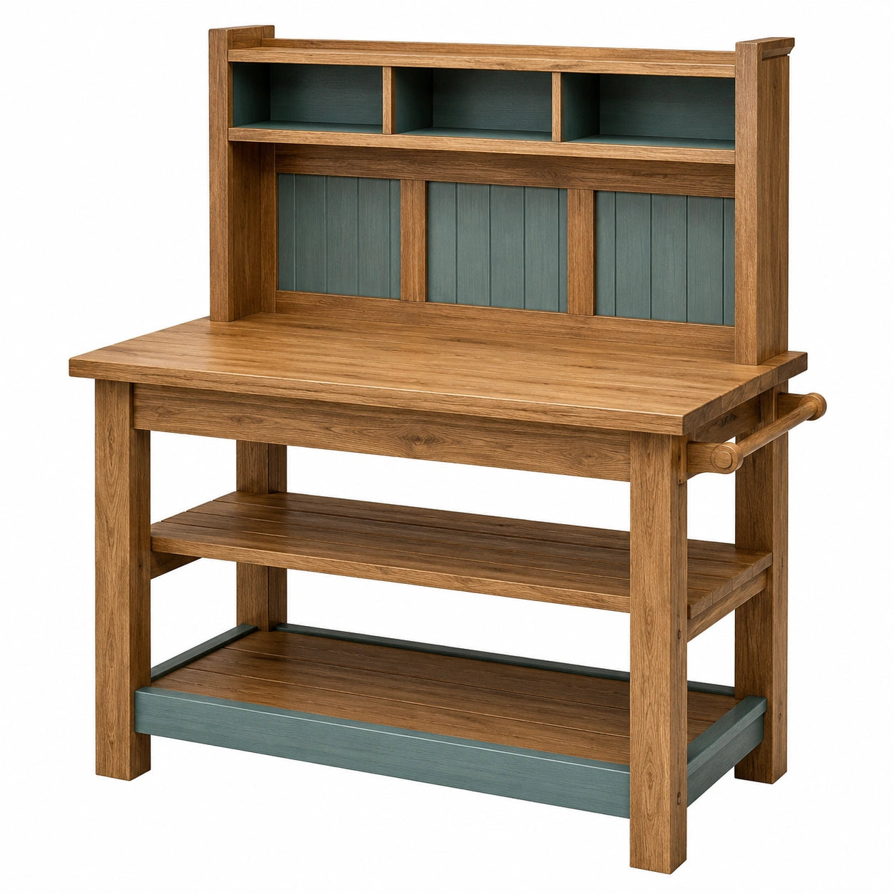 Table de Jardinage en Bois Clair et Vert Olive
