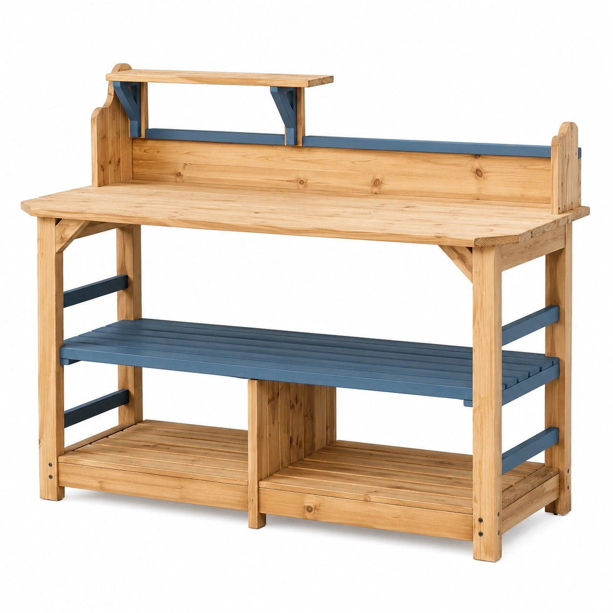 Table de Travail de Jardin en Bois avec 3 Tiroirs Marron et Rouge