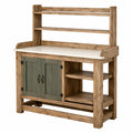 Table de Travail de Jardin en Bois avec Étagères et Tiroirs - Naturel/Gris