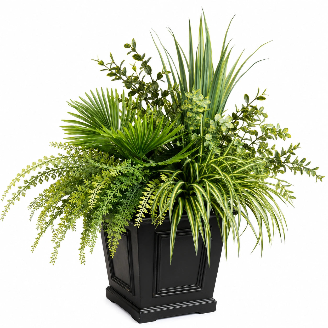Plante Artificielle en Pot Noir Vert pour Intérieur/Extérieur 50 cm