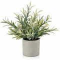 Plante Artificielle Verte en Pot Ciment, Hauteur 25 cm