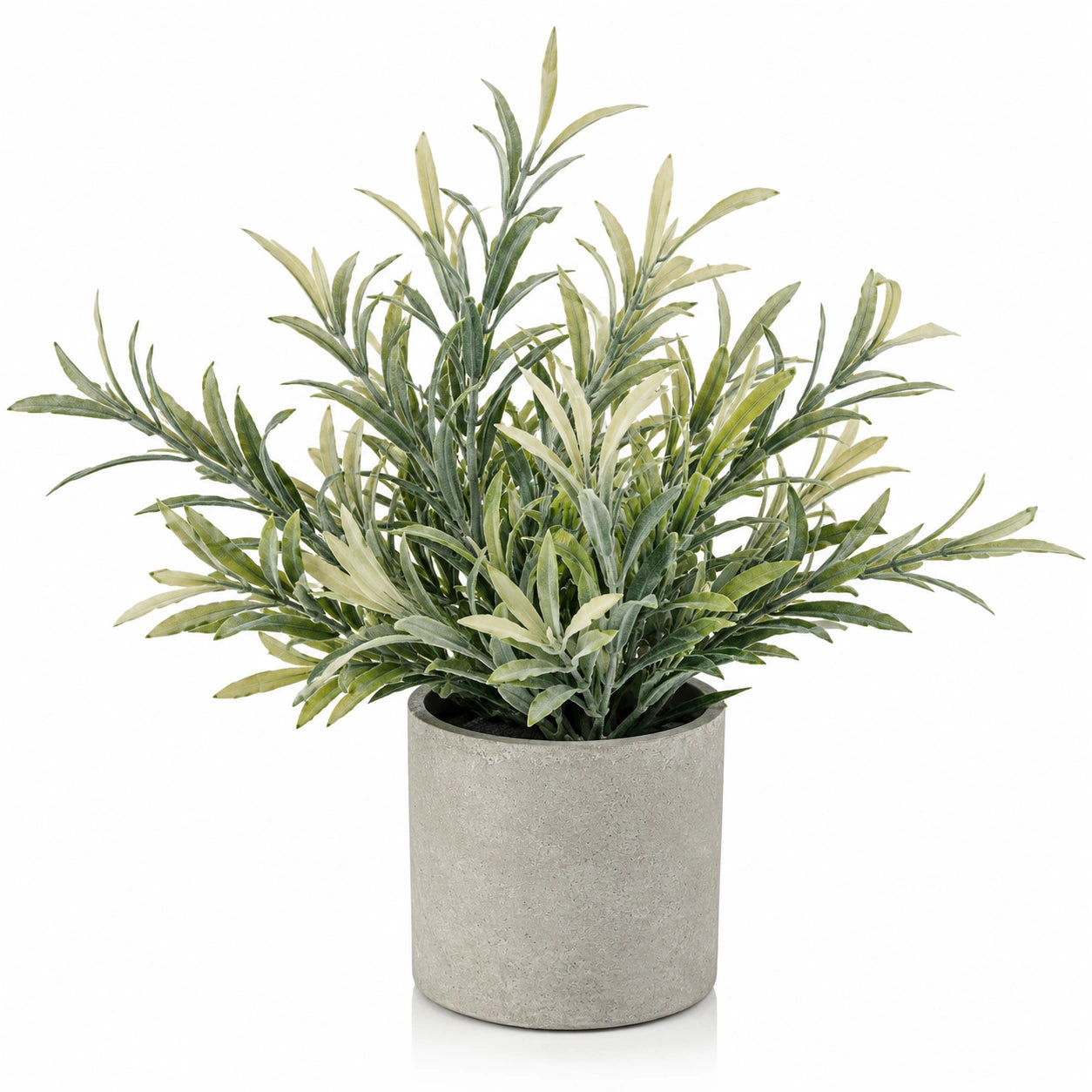 Plante Artificielle Verte en Pot Ciment, Hauteur 25 cm