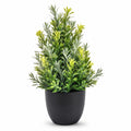 Plante Verte Artificielle avec Feuillage Luxuriant et Pot Blanc 40cm