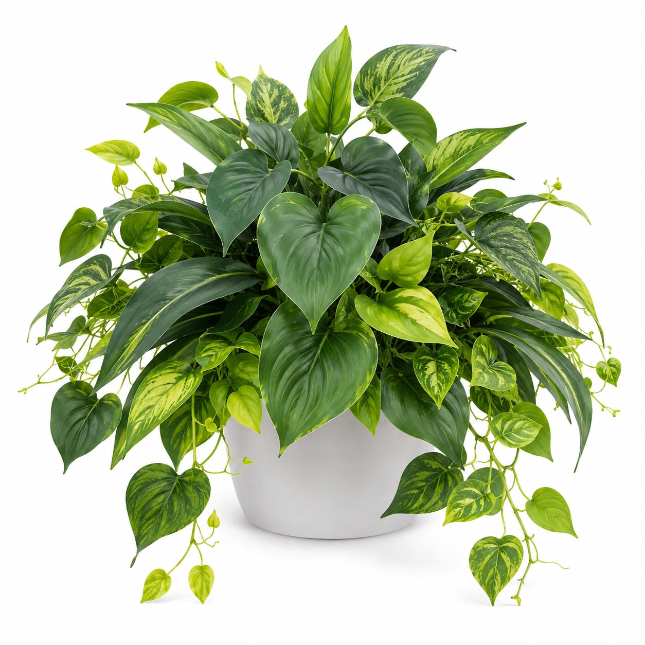 Plante Artificielle Verte avec Pot en Céramique Blanche, Hauteur 50 cm