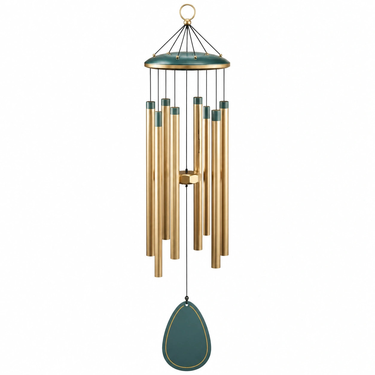 Carillon Éolien en Métal Beige et Marron 80 cm