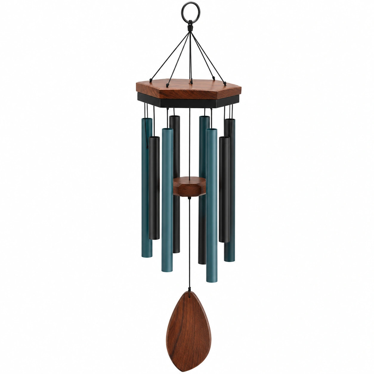 Carillon à vent extérieur 5 tubes métalliques et bois