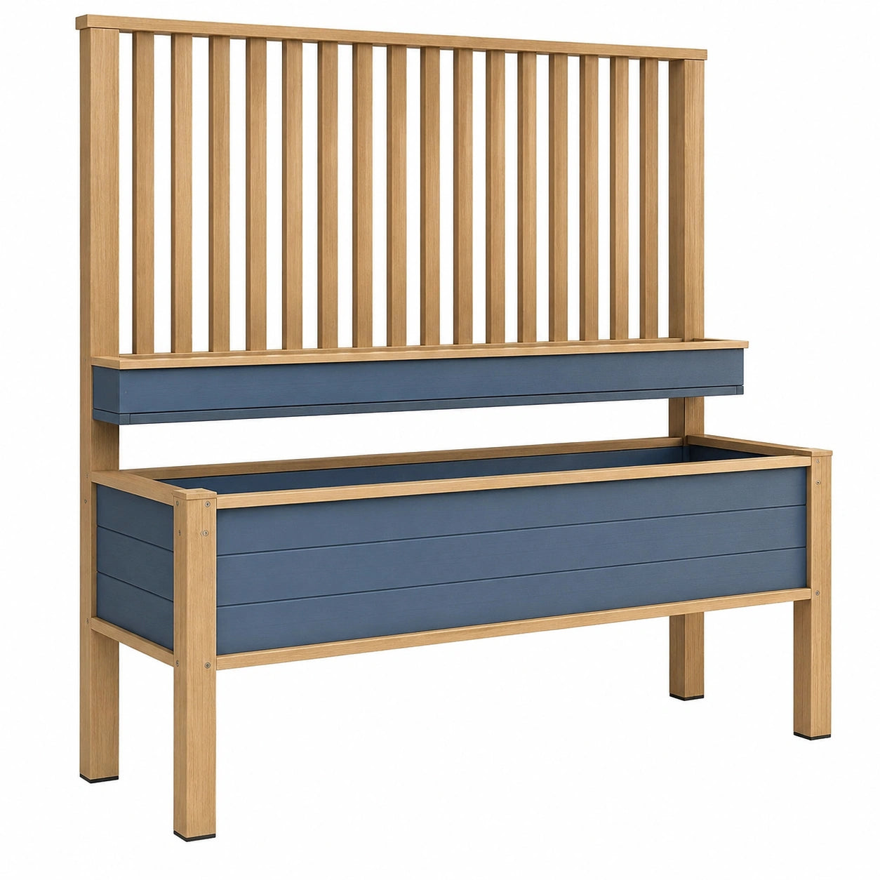 Jardinière surélevée grise avec étagère en bois 100cm