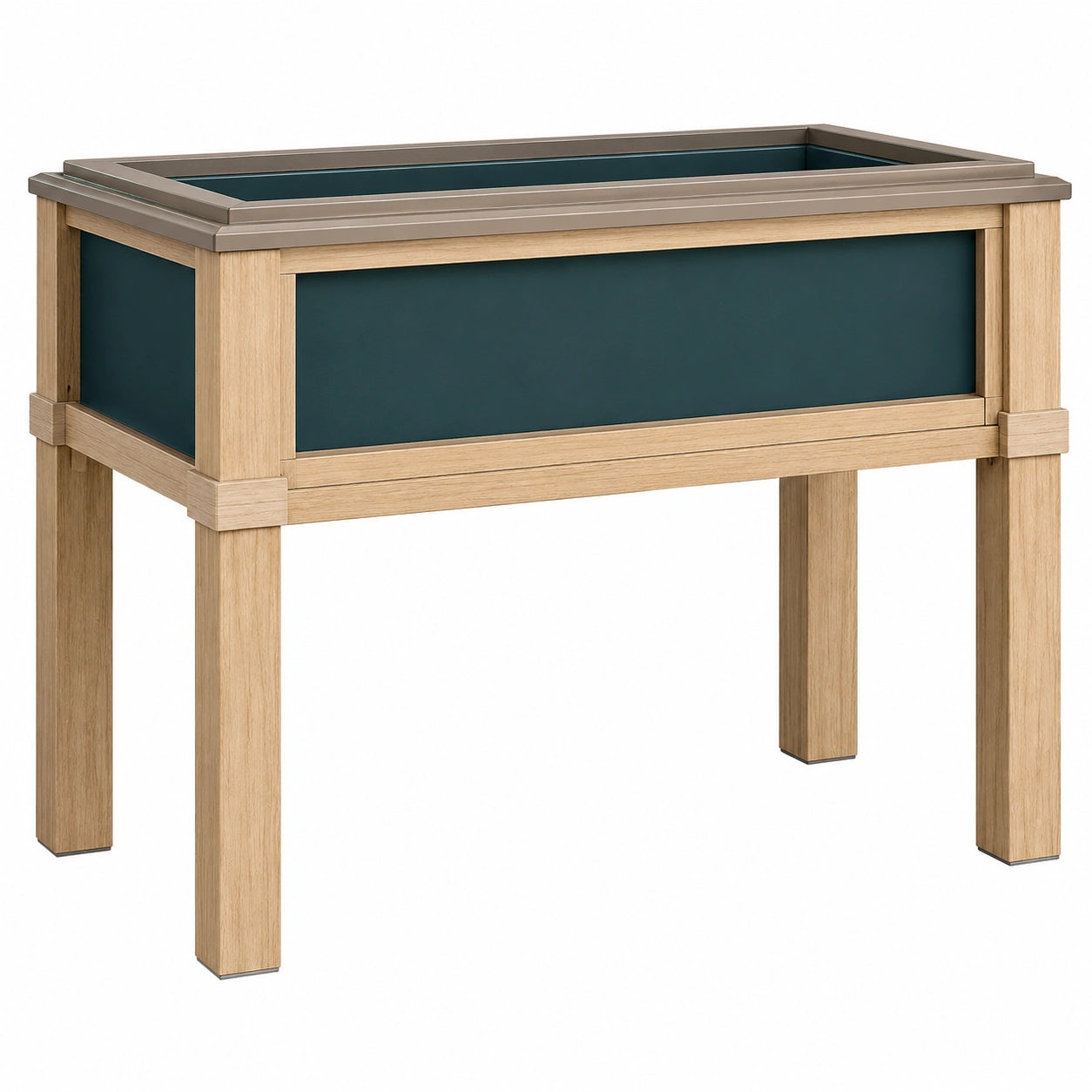 Bac à Fleurs Surélevé Vert Olive avec Étagère en Bois