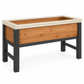 Jardinière surélevée en bois clair et bleu pour extérieur